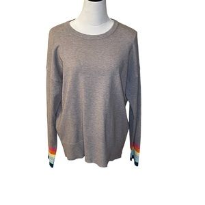 THML Sweater L Womens Gray Rainbow Stripe Knit